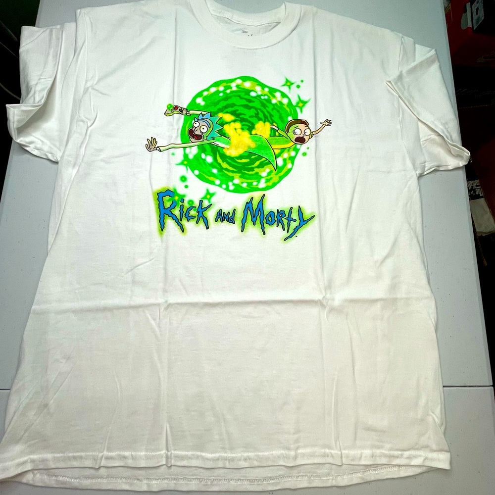 Rick & Morty Portal White Short Sleeve Graphic Cartoon T-Shirt Multiple Sizes